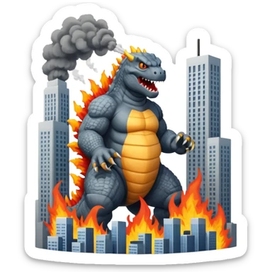 godzilla destroying a city sticker