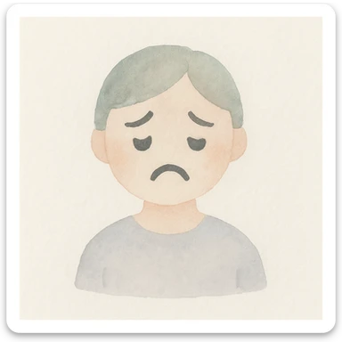 a sad person emoji in a watercolor painting style sticker
