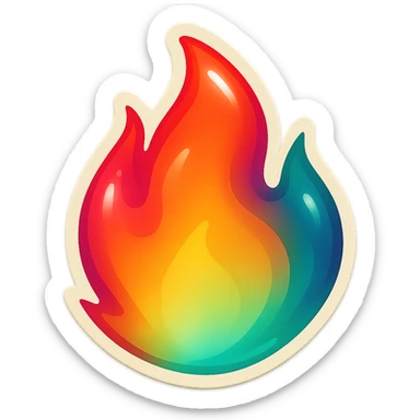fire streak emoji, playful and modern with gradient FF4D67, 9D34FF, 10B981 gradient, vibrant, transparent background, and matching reference image sticker