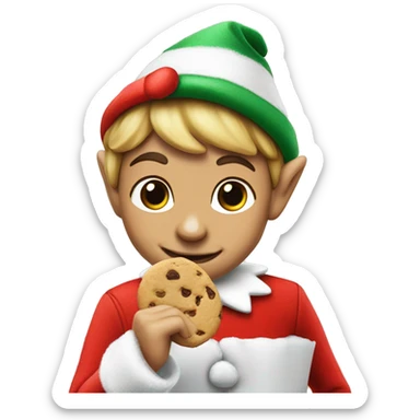 Elf on the shelf eating cookies sticker