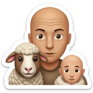 👨‍🦲+ 🐏 with mad human face sticker