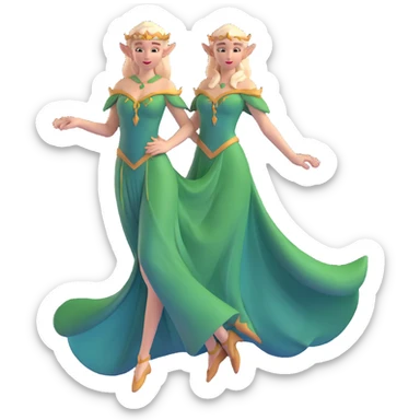 distinctly feminine elf maiden with graceful pose, flowing gown sticker