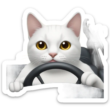 A cat driving a car sticker