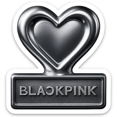 BLACKPINK-inspired object, black and pink colors, shiny and futuristic metallic look sticker