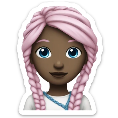 Pale girl with long blue braids and side fringe with pink eyes sticker