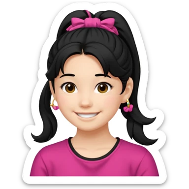 Teen girl with scrunchie ponytail black hair sticker