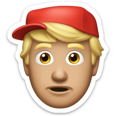 Donald trump emoji with a red cap  sticker