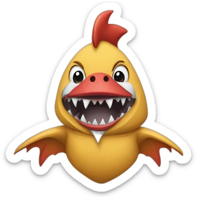rooster wearing a shark-onesie sticker
