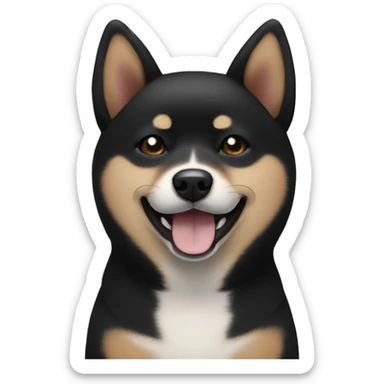 Black Shiba inu smile, eyes closed  sticker