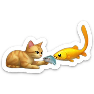 Cat theft a fish in his mouse sticker