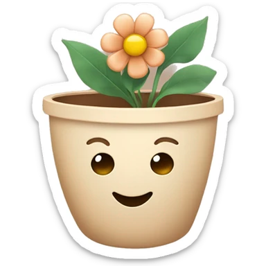 there is a pot in pastel brown colors and a flower in it sticker