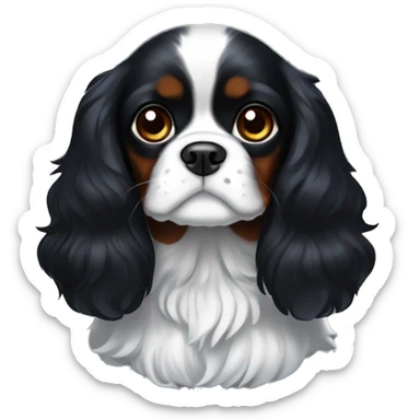 Completely Black cavalier King Charles spaniel with white flash sticker