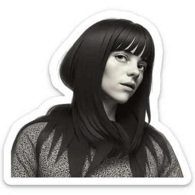 monochrome portrait of a girl sticker