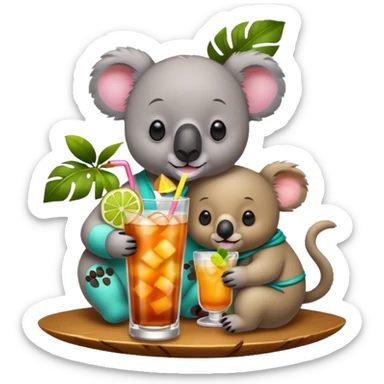 Koala and bear drink mai tai sticker