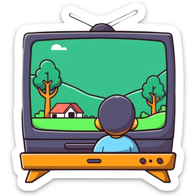 character watching a nature documentary on TV sticker