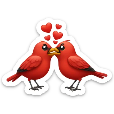 Two red birds kissing  sticker