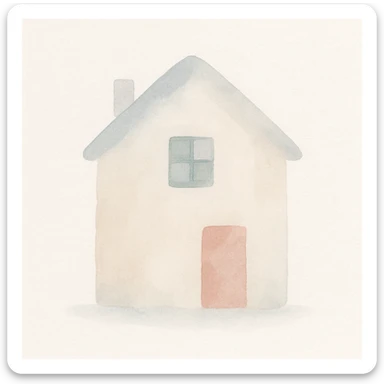 house, watercolor art style, soft and flowing colors sticker