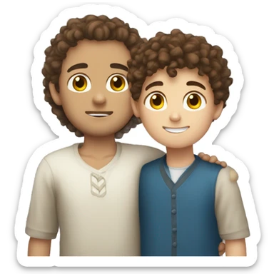 boy Tatar with brown curly hair hugs Ukrainian with brown hair sticker