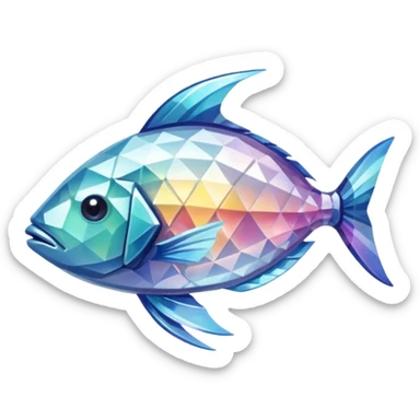 the flat side view of a crystal fish (fictional) sticker