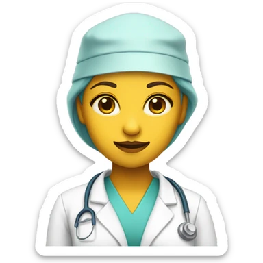 girl surgeon with cap and coat on yellow skin sticker