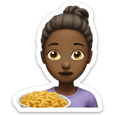 hungry daughter waiting for mom to get her food sticker