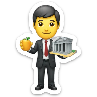 A businessman holding an building in hand sticker