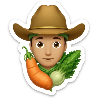 faceless green vegetable with a top cowboy hat sticker