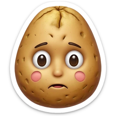 Potato that is confused with hand scratching his head with no mouth and eyes sticker