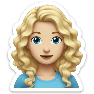 Cute woman with wavy blonde hair and blue eyes sticker