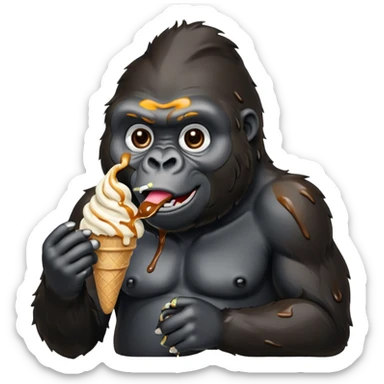 Gorilla eating ice cream sticker