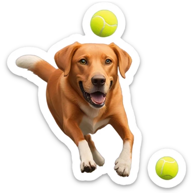 Fox red Labrador chasing tennis ball sticker