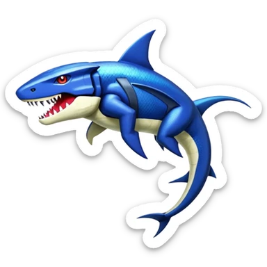 Shiny Exotic Colorful epic Sharpedo-Salandit-Garchomp-Genesect-Miraidon-Koraidon-Fakémon-hybrid-creature (full body)  sticker