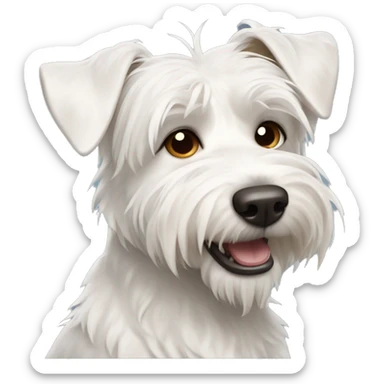 Thin shaggy scruffy white terrier dog with brown ears sticker