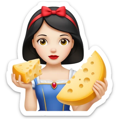  Snow White holding wedge of cheese sticker