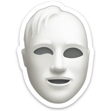 masque en blanc de profil qui sourit et qui est dans un style futur sticker