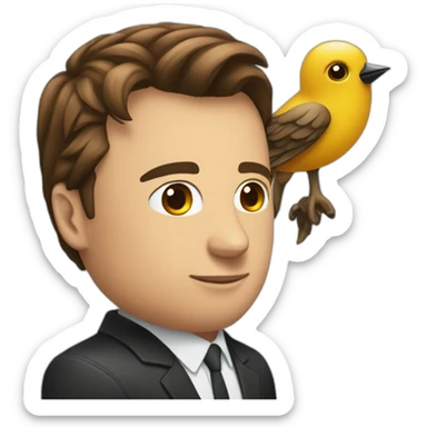 Twitter’s bird on the Elon musk’s shoulder sticker