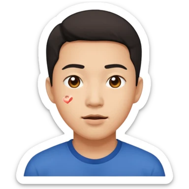 asian man with heart eyes falling down on sidewalk  sticker