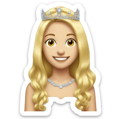 blonde girl smiling portrait with tiara sticker