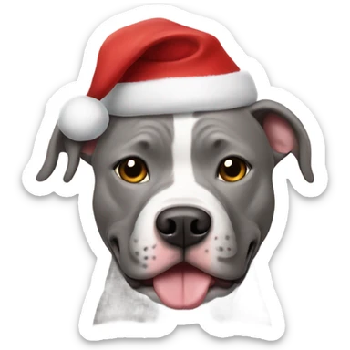 Grey pitbull Santa  sticker