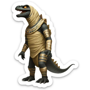 Godzilla dressed like an Egyptian mummy sticker