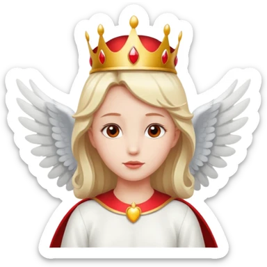 an angel with a red crown on her head, 4 wings sticker