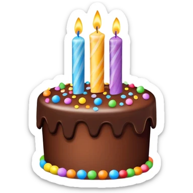 Birthday cake with presents and confetti sticker