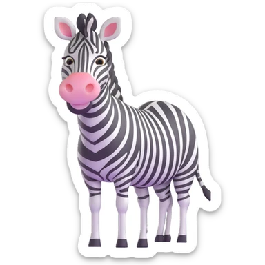 A full-body zebra standing and facing forward with a happy expression sticker