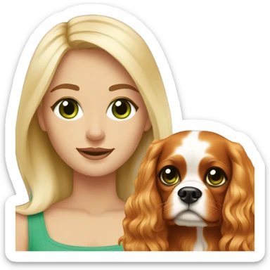 blonde with green eyes with cavalier king charles spaniel sticker