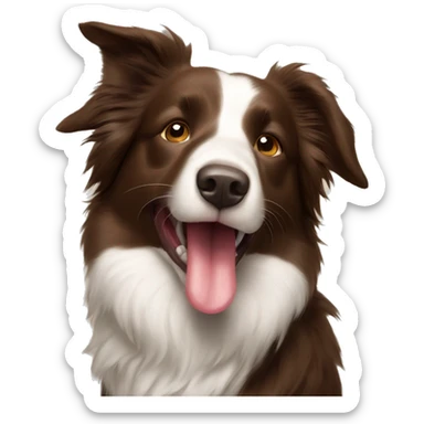 Brown border collie with his tongue our sticker