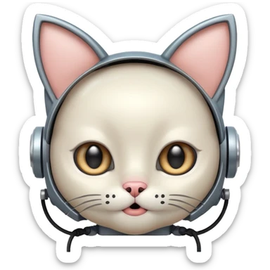 robot looking surprised with cat ears and looks funny sticker