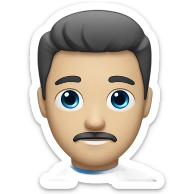 white man with blue eye black hair with mustache and goatee sticker
