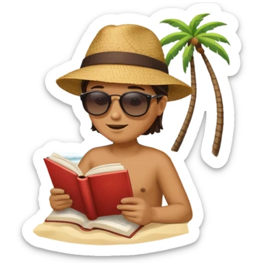 Reading a book at the beach. sticker