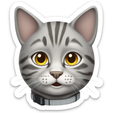 Grey tabby cat skiing sticker