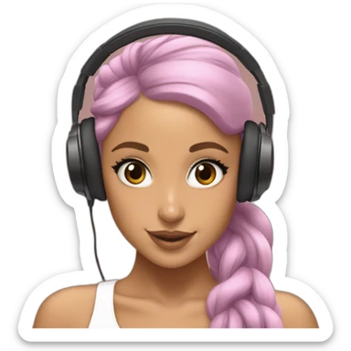Ariana grande with headphones vibing at the music sticker